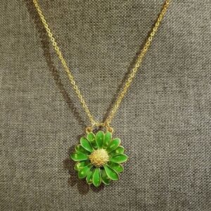 14k-Gold Plated 925 Sterling Silver Flower Petal Pendant Statement Necklace (A)